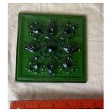Green art glass tile