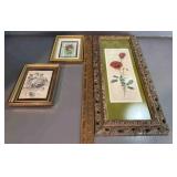 2 Vintage Framed Prints Of Roses And Framed