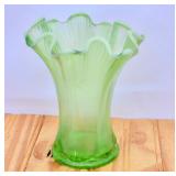 Vintage Northwood Green Opalescent Feathers Vase