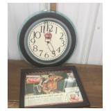 Coca-Cola clock, framed advertisement
