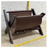 Magazine Rack (wood/leather) 20/14/14