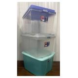 3 Plastic Totes W/ Lids