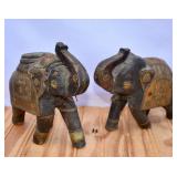Wood & Metal Vintage Elephant Figures