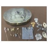 Shoe clips, pins, tin