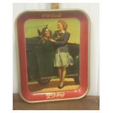 Coca-Cola tray- 2 ladies w/ car