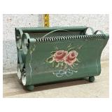 Vintage Hand Painted Metal Magazine Rack w/