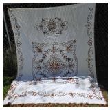 19 Brown/orange retro chenille bedspread - aprx