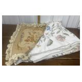 Beautiful chenille bed spread, needlepoint pillow