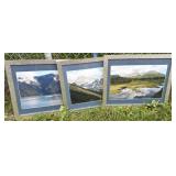 Mountain scene photographs in silver frames - 3 *