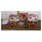 Coca-Cola cars, toys, fish bobbers