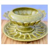 MCM California Pottery Avocado Green Ceramic 2 pc