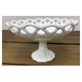 Vintage milk glass pedestal fruit bowl
