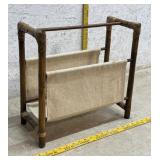 Bamboo Magazine Rack w/ Canvas Sling Pocket