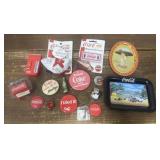 Coca-Cola pins, tip trays, magnets