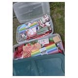 2 tubs clean Christmas wrap, cards, etc ... Tubs