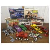 Model cars, parts, empty boxes