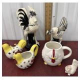 Chicken and rooster figures *chips, cream and