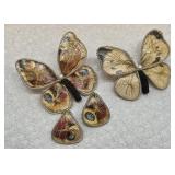 2 Germany Wire Wrapped Butterfly Brooches & 1pr