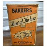 Barkerï¿½s mineral Mixture for hogs advertising