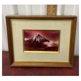 Japanese cloisonnï¿½ enamel plaque "Red Fuji"