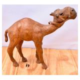 Leather Camel with Glass Eyes Figurine