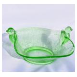 1925 Dugan Glass Seagulls Uranium Glass Bowl
