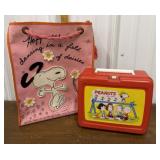 Peanuts lunch box, tote bag *lunch box has a