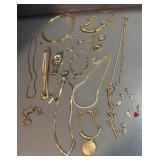 Necklaces, bracelets rings, charms watch.