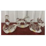 3 princess house, Crystal figures seal, horse,