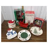 Christmas decor- cookie jar, musical Santa,