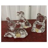 3 princess house pets Crystal figures dog, bear,