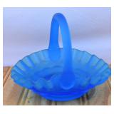 Westmoreland Vintage Satin Blue Mist Glass Basket