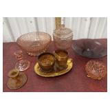 Depression glass - pink, amethyst and amber
