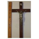 Vintage 20" Walnut & Pewter Jesus Christ Crucifix