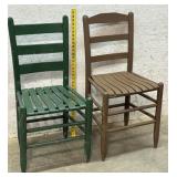 2 Early Painted Ladder Back Chairs