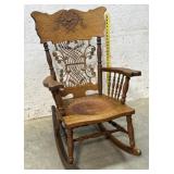 SUPER Stick & Ball Oak Rocker w/Leather Seat