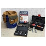 Tool Bucket, Sockets, Protective Face Shield, Etc