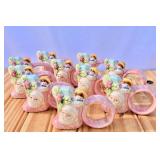 Vintage Pink Santa Ceramic Napkin Rings