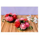 MCM Napco Candle Huggers & Floral Candle Holders
