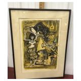 Dany Lartigue lithograph titled "Saltimbanque" -