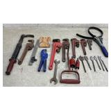 Pipe Wrenches, Hay Hook, etc.