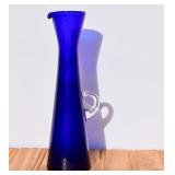 Lefton Glass Works Cobalt Art Glass Pitcher