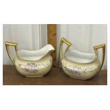 Vintage hand painted signed floral creamer &