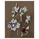 5 Sterling or .925 signed brooches