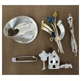 5 signed Sterling or .925 brooches
