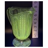 Glow green pattern glass pitcher (Clear)