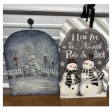 2 Holiday Wall Plaques. Winter scene & snow