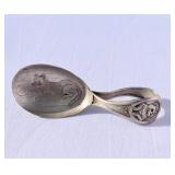 Antique Sterling Silver Cat Theme Baby Spoon