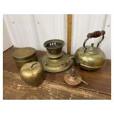 Lamp parts, teapot, canister, apple paperweight