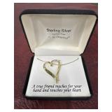 .925 Signed Heart Pendant And Necklace